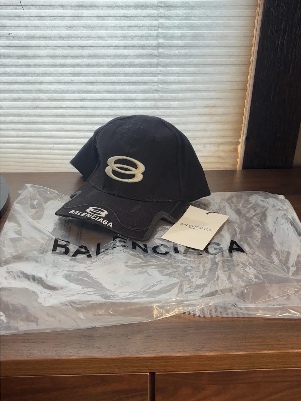 Balenciaga Black Baseball Cap with White Embroidered Logo